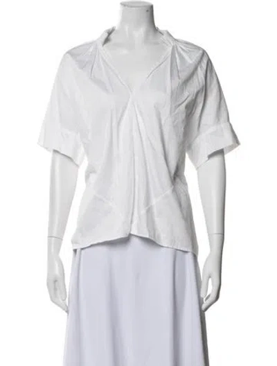 Pre-owned Zero + Maria Cornejo V-neck Short Sleeve Top In White