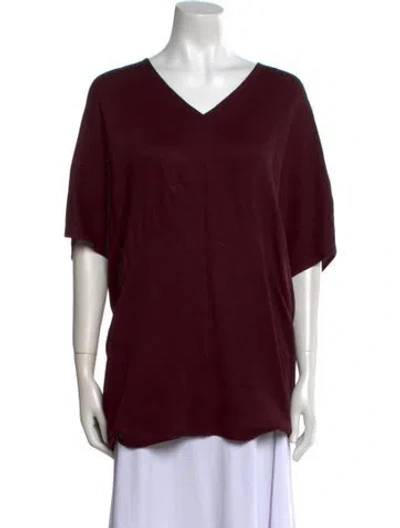 Pre-owned Zero + Maria Cornejo V-neck Short Sleeve T-shirt In Burgundy
