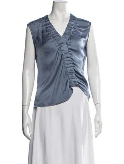 Pre-owned Zero + Maria Cornejo V-neck Sleeveless Top In Blue