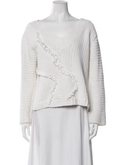 Pre-owned Zero + Maria Cornejo V-neck Sweater In White