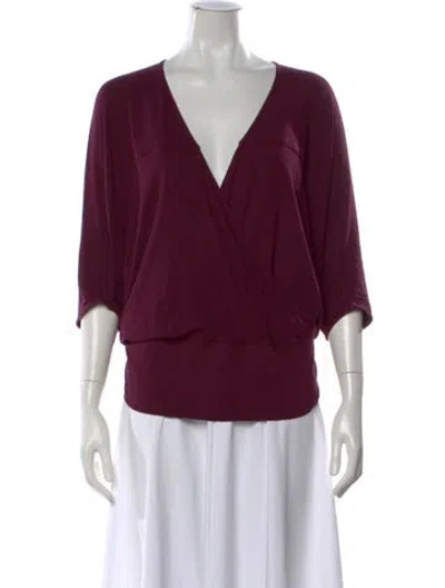 Pre-owned Zero + Maria Cornejo V-neck Three-quarter Sleeve Crop Top In Purple