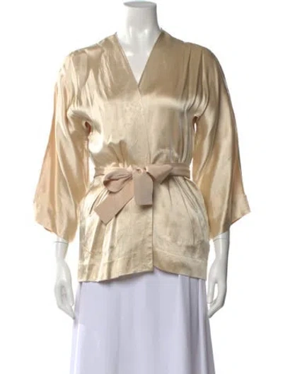 Pre-owned Zero + Maria Cornejo V-neck Three-quarter Sleeve Top