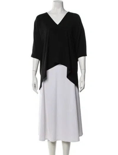 Pre-owned Zero + Maria Cornejo V-neck Three-quarter Sleeve Top In Black