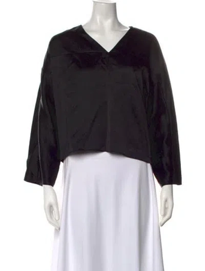 Pre-owned Zero + Maria Cornejo V-neck Three-quarter Sleeve Top In Black