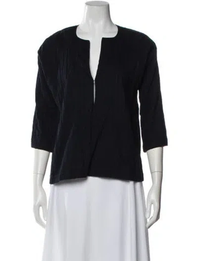 Pre-owned Zero + Maria Cornejo V-neck Three-quarter Sleeve Top In Blue