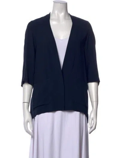 Pre-owned Zero + Maria Cornejo V-neck Three-quarter Sleeve Top In Blue