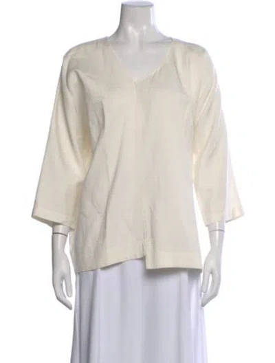 Pre-owned Zero + Maria Cornejo V-neck Three-quarter Sleeve Top In Neutral