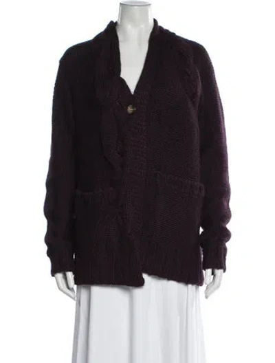 Pre-owned Zero + Maria Cornejo Wool Open Front Sweater In Purple