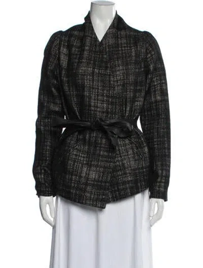 Pre-owned Zero + Maria Cornejo Wool Tweed Pattern Jacket In Black
