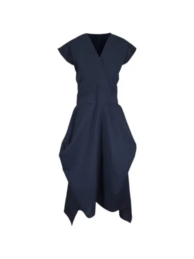 Zero + Maria Cornejo Wrapped Midi Dress In Blue