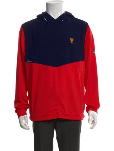 Pre-owned Zero Restriction Colorblock Pattern Crew Neck Hoodie In Red