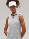 Zero Restriction Tae Sleeveless Polo In White/storm