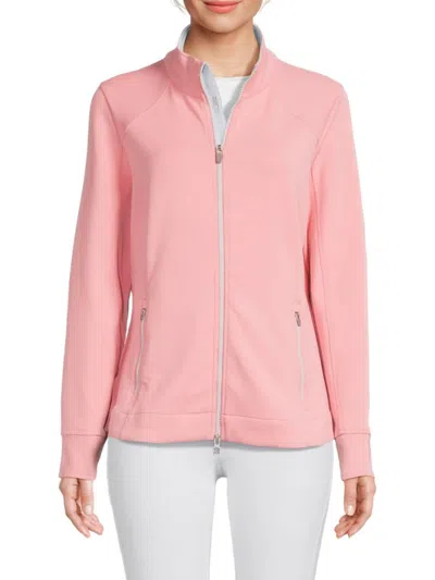 Zero Restriction Women's Mikeala Zip Front Track Jacket In Pink