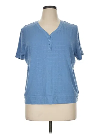 Pre-owned Zeroxposur Short Sleeve Henley Shirt In Blue