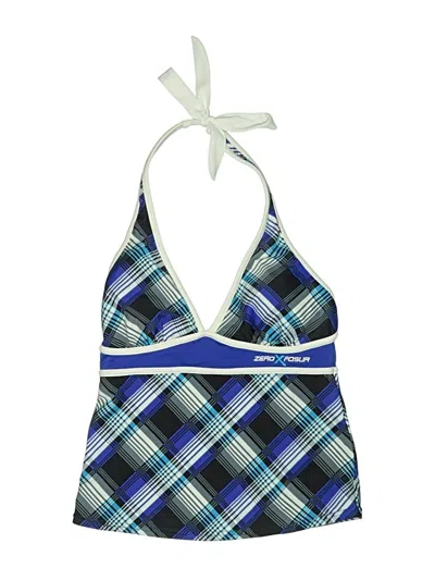 Pre-owned Zeroxposur Swimsuit Top Blue Argyle Pattern Swimwear