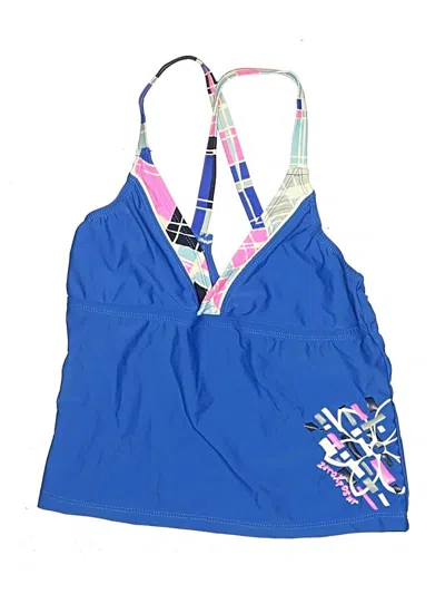 Pre-owned Zeroxposur Swimsuit Top Blue Argyle Pattern Swimwear