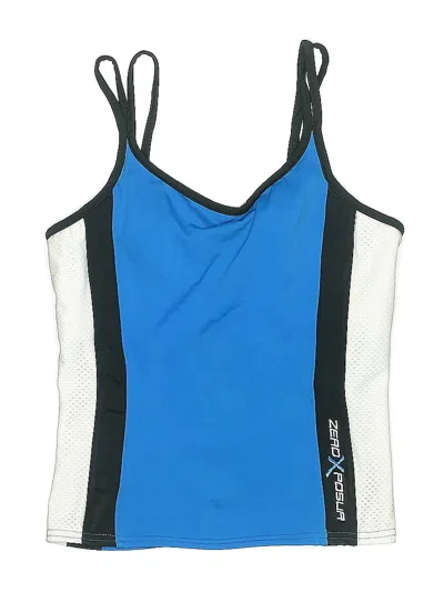 Pre-owned Zeroxposur Swimsuit Top Blue Color Block Pattern Swimwear