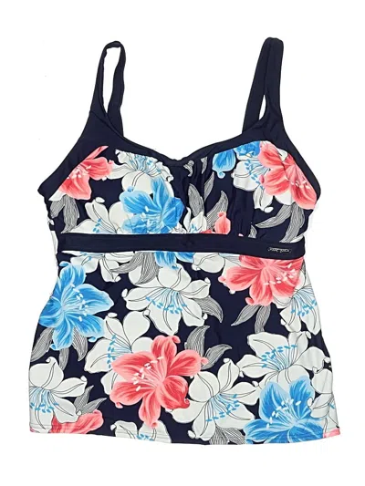 Pre-owned Zeroxposur Swimsuit Top Blue Floral Pattern Swimwear