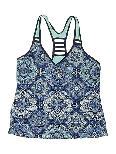 Pre-owned Zeroxposur Swimsuit Top Blue Paisley Pattern Swimwear