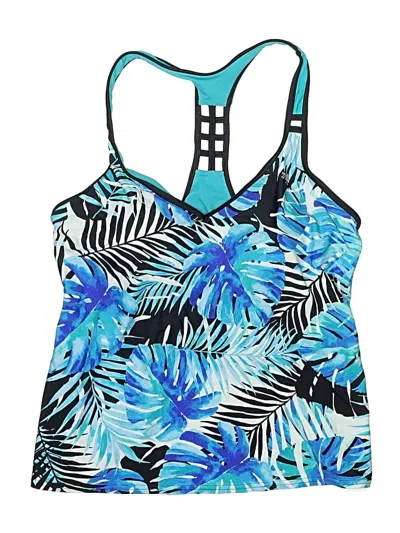 Pre-owned Zeroxposur Swimsuit Top Blue Print Pattern Swimwear