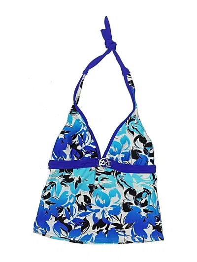 Pre-owned Zeroxposur Swimsuit Top Blue Print Pattern Swimwear