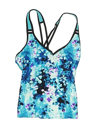 Pre-owned Zeroxposur Swimsuit Top Blue Print Pattern Swimwear