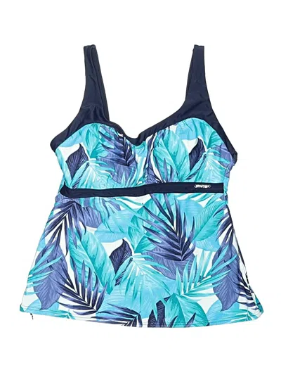 Pre-owned Zeroxposur Swimsuit Top Blue Tropical Pattern Swimwear