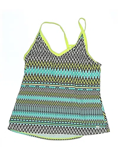 Pre-owned Zeroxposur Swimsuit Top Green Chevron/herringbone Pattern Swimwear