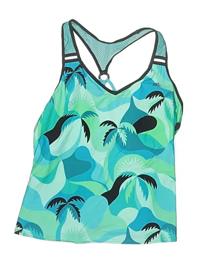 Pre-owned Zeroxposur Swimsuit Top Green Graphic Pattern Swimwear