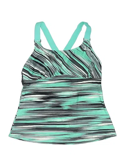 Pre-owned Zeroxposur Swimsuit Top Green Print Pattern Swimwear
