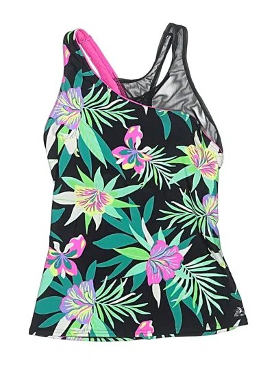 Pre-owned Zeroxposur Swimsuit Top Green Tropical Pattern Swimwear