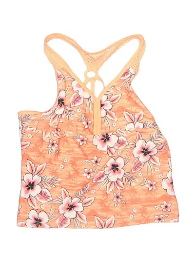 Pre-owned Zeroxposur Swimsuit Top Orange Floral Pattern Swimwear