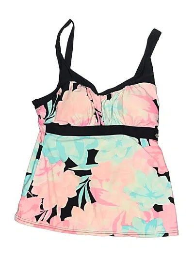 Pre-owned Zeroxposur Swimsuit Top Pink Floral Pattern Swimwear