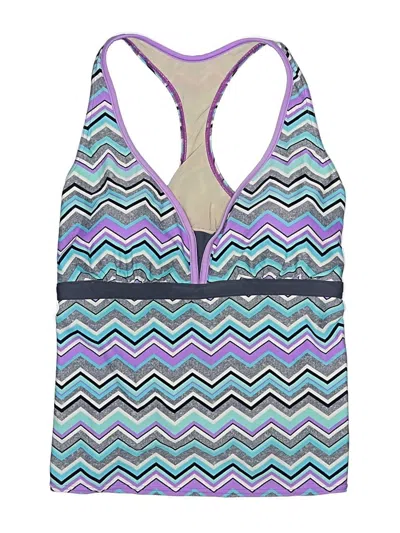 Pre-owned Zeroxposur Swimsuit Top Purple Chevron/herringbone Pattern Swimwear