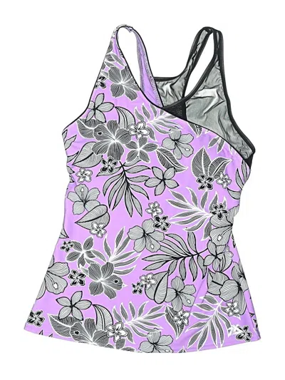 Pre-owned Zeroxposur Swimsuit Top Purple Floral Pattern Swimwear