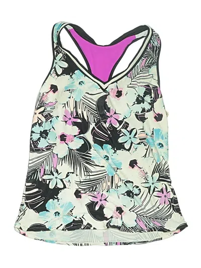 Pre-owned Zeroxposur Swimsuit Top Purple Floral Pattern Swimwear
