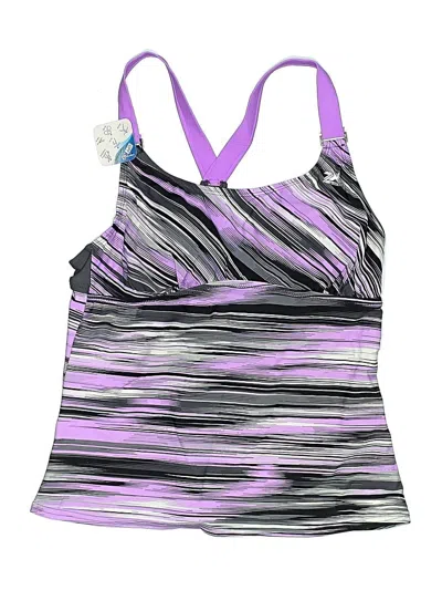 Pre-owned Zeroxposur Swimsuit Top Purple Graphic Pattern Swimwear