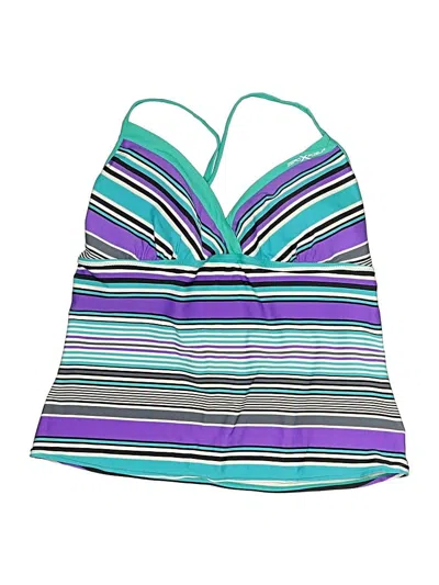 Pre-owned Zeroxposur Swimsuit Top Purple Stripes Pattern Swimwear