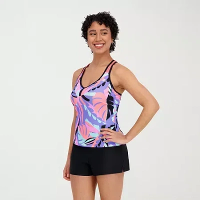 Zeroxposur Womens Built In Bra Tankini Swimsuit Top In Purple