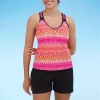 Zeroxposur Womens Built In Bra Tankini Swimsuit Top In Pink