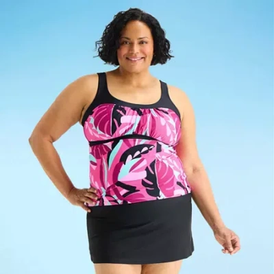 Zeroxposur Womens Comfort Straps Plus Tankini Swimsuit Top In Pink