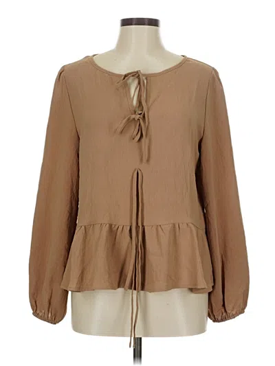Pre-owned Zesica Long Sleeve Blouse In Brown