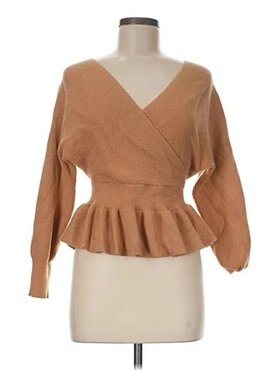 Pre-owned Zesica Long Sleeve Blouse In Tan