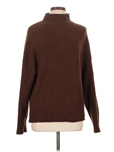 Pre-owned Zesica Long Sleeve Top Brown Turtleneck Tops