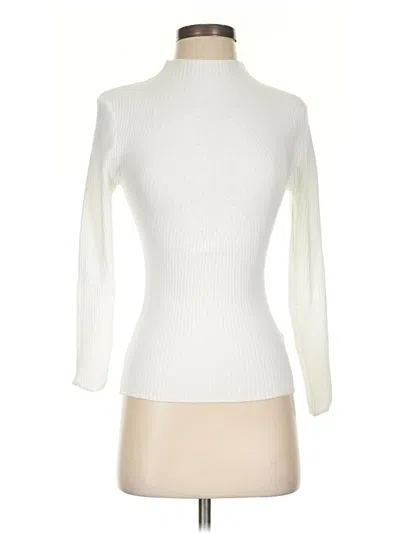 Pre-owned Zesica Long Sleeve Top Ivory Turtleneck Tops In White