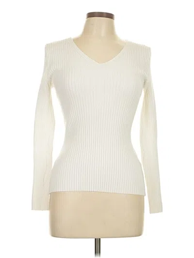 Pre-owned Zesica Long Sleeve Top Ivory V-neck Tops