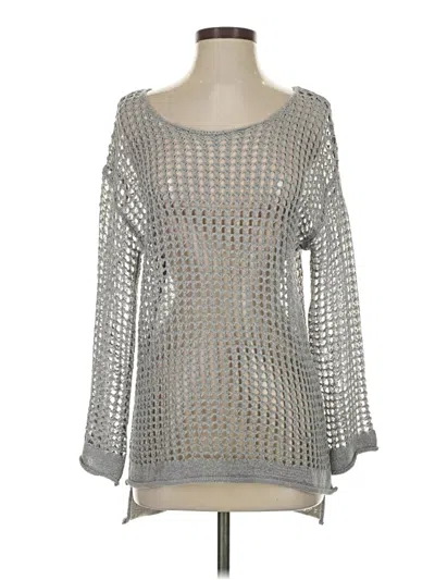 Pre-owned Zesica Long Sleeve Top Silver Square Neckline Tops