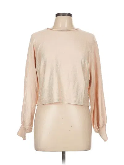Pre-owned Zesica Long Sleeve Top Tan Boatneck Tops