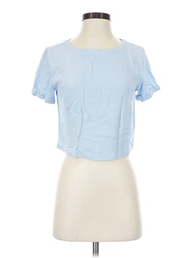 Pre-owned Zesica Short Sleeve Top Blue Square Neckline Tops