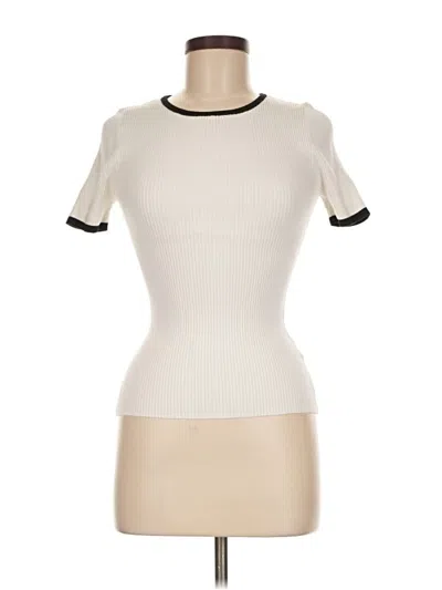 Pre-owned Zesica Short Sleeve Top Ivory Crew Neck Tops In White